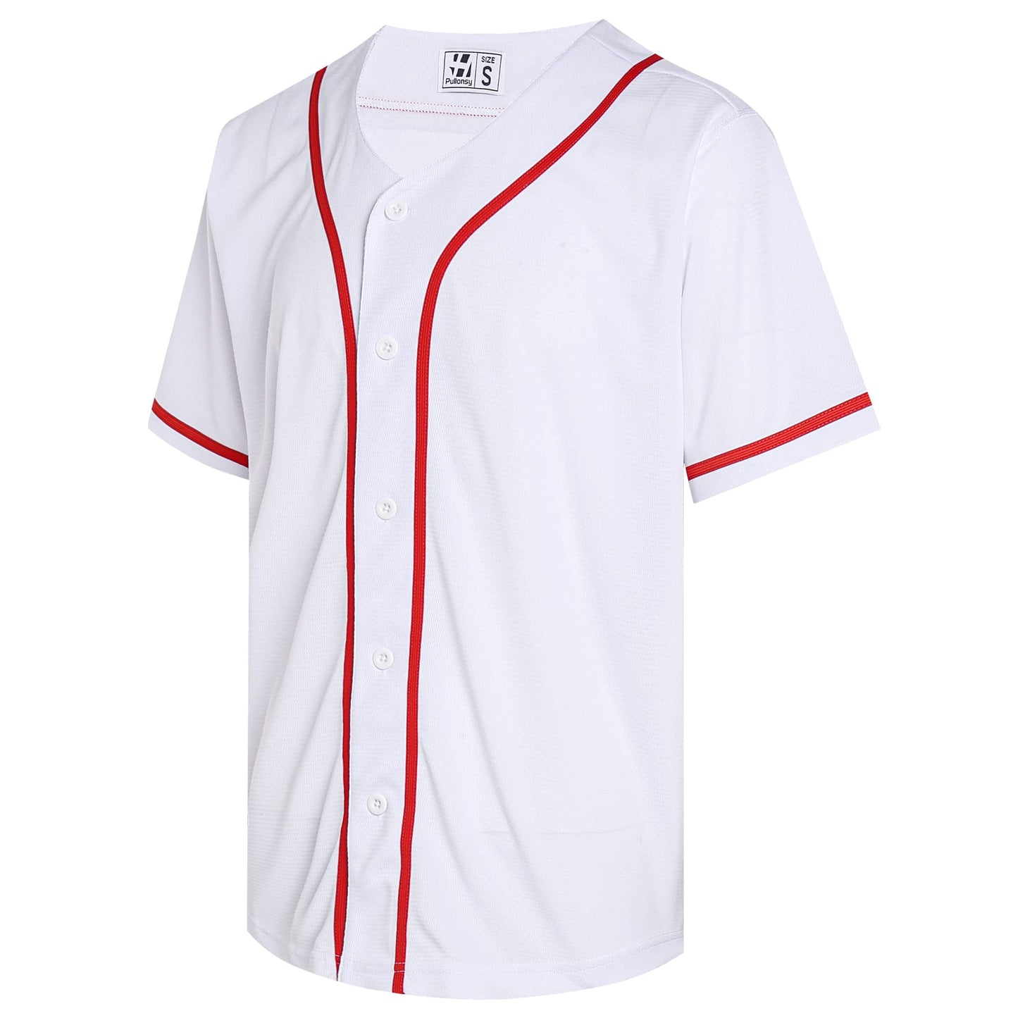 Pullonsy White Baseball Jersey for Men Women Dad 80s 90s 00s 10s Hip Hop Hipster T-Shirts Halloween Outwear Tops Red Stripe-White Jersey,Men Size Large