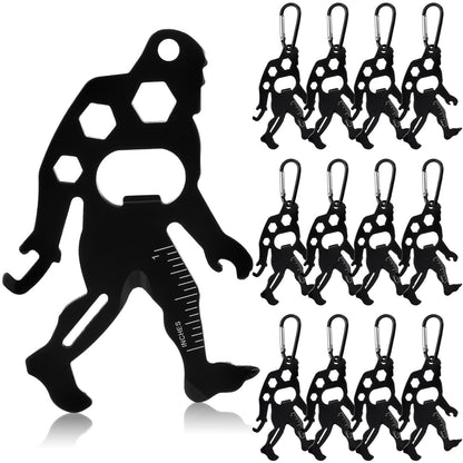 Cholemy 12 Pcs Credit Card Tool Novelty Stocking Stuffer Wallet Multitool Edc Gadget Friendship Bigfoot Sasquatch Elephant Gift Small Hand Carabiners Tool for Father Day Men Birthday(Ape-man,Black)