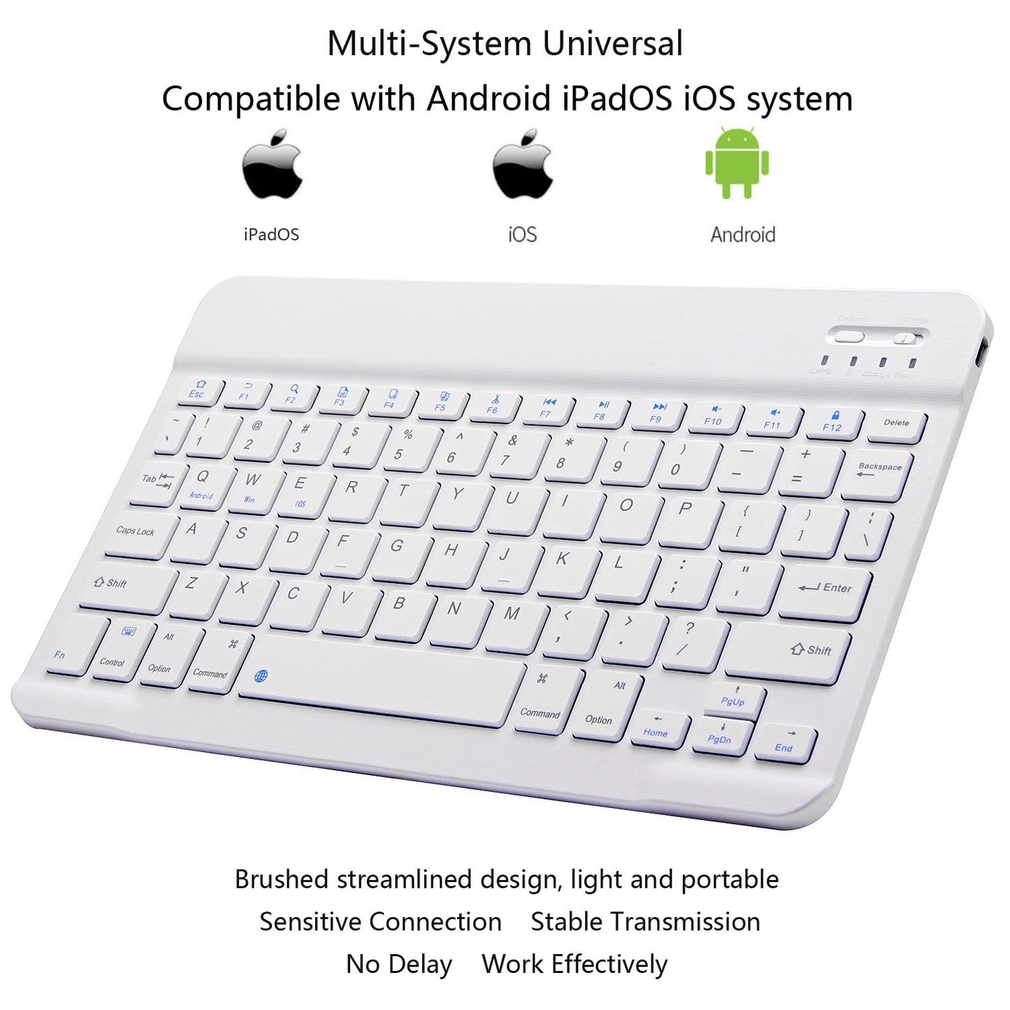 Ultra-Slim Bluetooth Keyboard Portable Mini Wireless Keyboard Rechargeable for Apple iPad iPhone Samsung Tablet Phone Smartphone iPadOS iOS Android (10 inch Black)