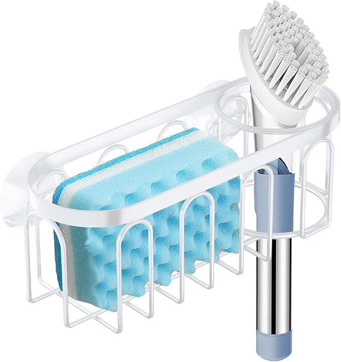 Yazoni 2-in-1 Sponge Holder for Kitchen Sink, Sink Caddy Kitchen Sink Organizer