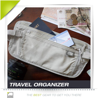 Lewis N. Clark Women's RFID Blocking Money Belt Travel Pouch + Credit Card, ID, Passport Holder for Women & Men, Taupe, One Size