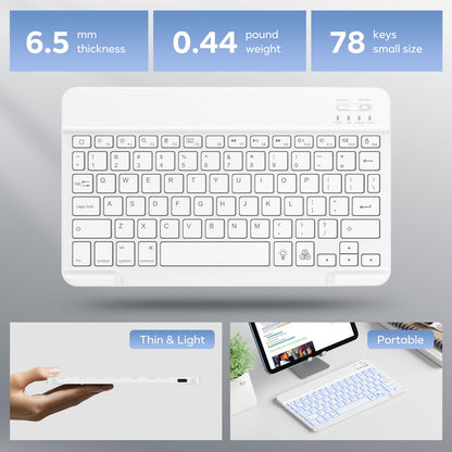 OMOTON Bluetooth Keyboard, Backlight Wireless Rechargeable Keyboard for iPad, iPad Pro, iPad mini, iPad Air with Illuminated LED (White)