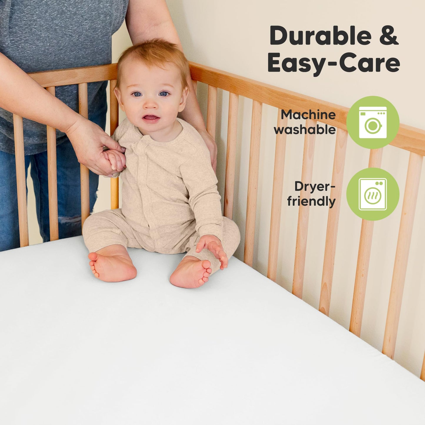 KeaBabies 2-Pack Organic Cotton Crib Sheets for Boys, Girls - 52x28 Fitted Crib Mattress Sheet Neutral, Breathable Cover for Baby Bed Set, Toddler Mattress, Soft & Cute Prints (Cloud)