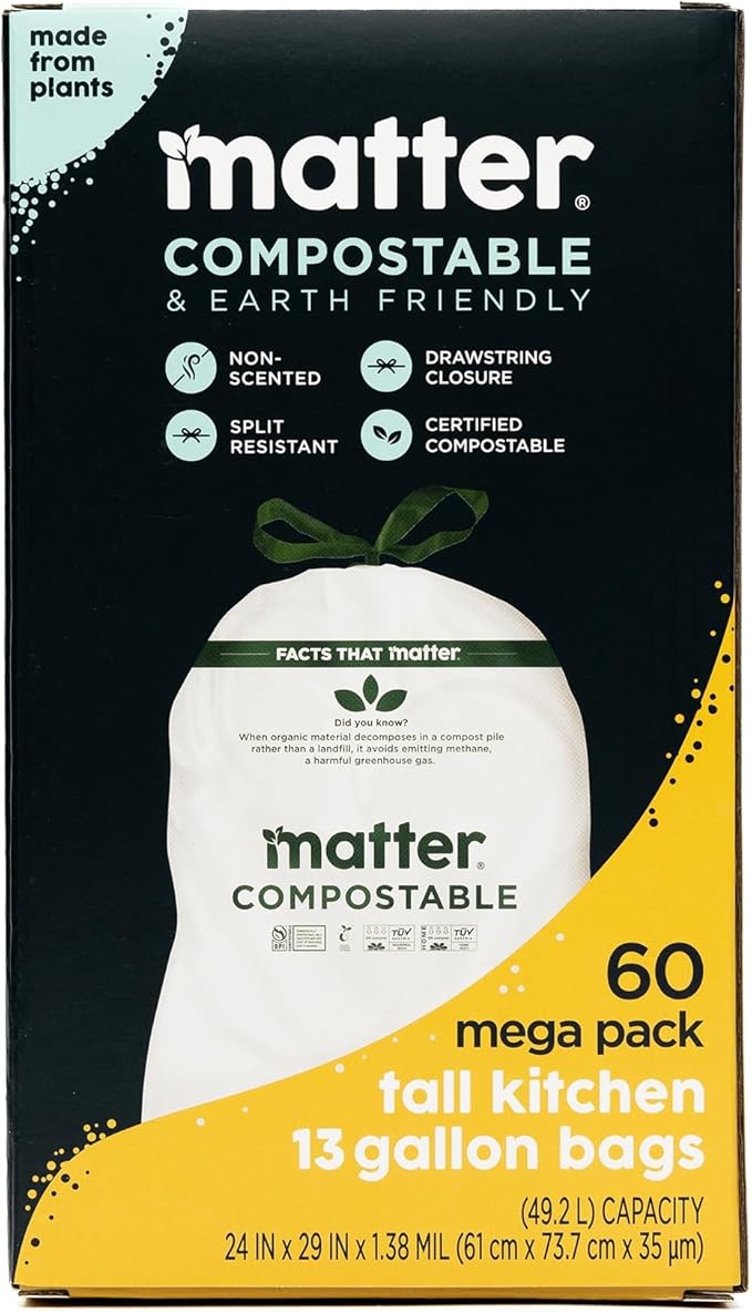 Matter Compostable 13 Gallon Tall Kitchen Trash Bags