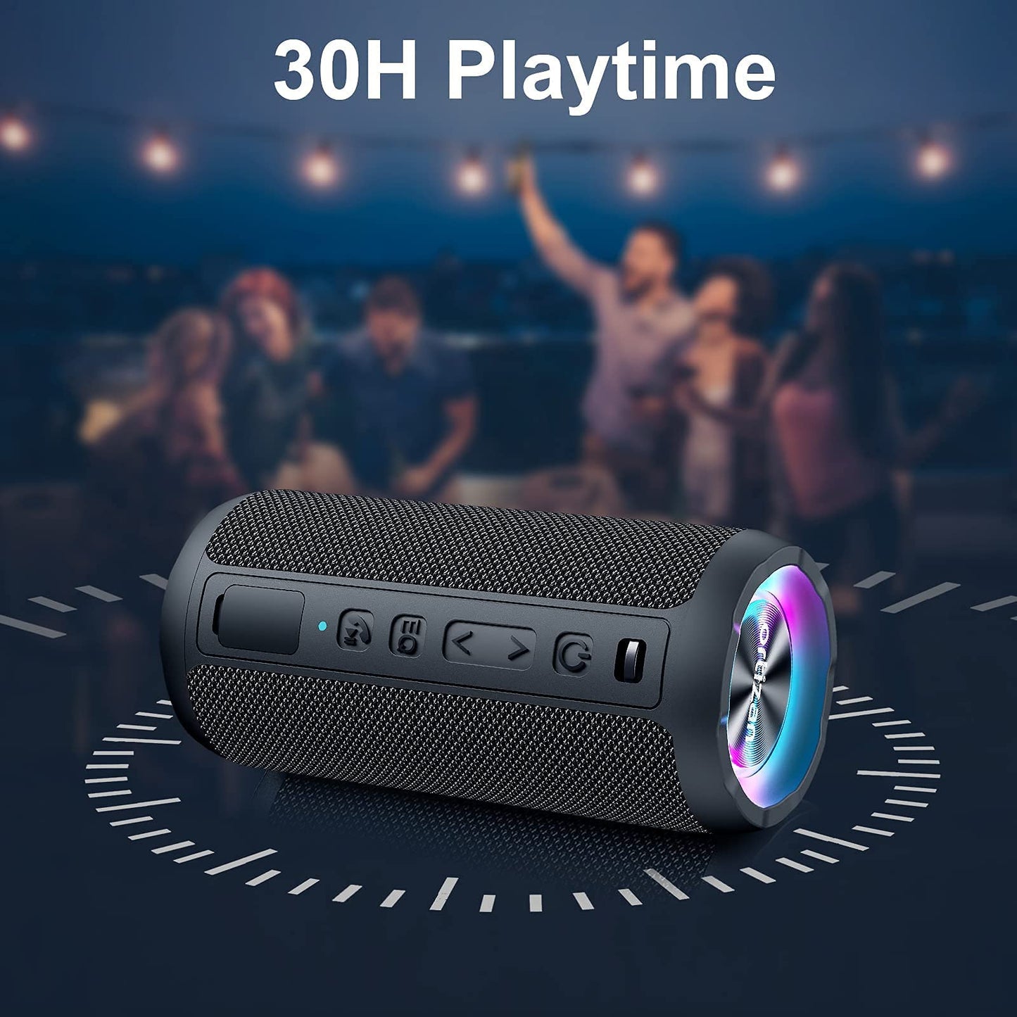 Ortizan Bluetooth Speaker, Portable Wireless Bluetooth Speakers With Led Light, Louder Volume & Enhanced Bass, IPX7 Waterproof, 30H Playtime, Durable Loud Outdoor Speaker for Travel, Sport