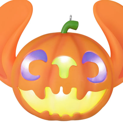 Hallmark Keepsake Halloween Ornament, Disney Lilo & Stitch Spooky Stitch Jack-o'-Lantern with Light, Gifts for Disney Fans
