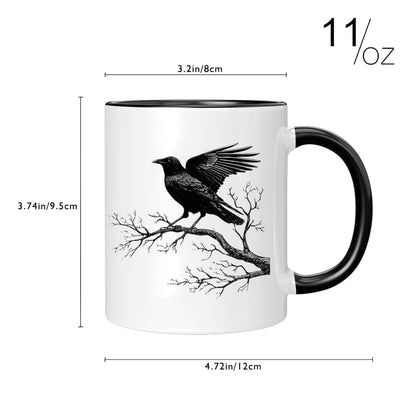 Gothic Raven Mug – Ceramic Crow Coffee Cup for Bird Lovers | Goth Decor Drinkware for Men | Unique Crow Gifts & Gothic Merch