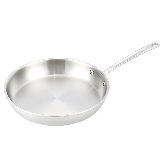 Amazon Basics Tri-Ply Stainless Steel Fry Pan, 12 inch, Silver (Previously AmazonCommercial brand)