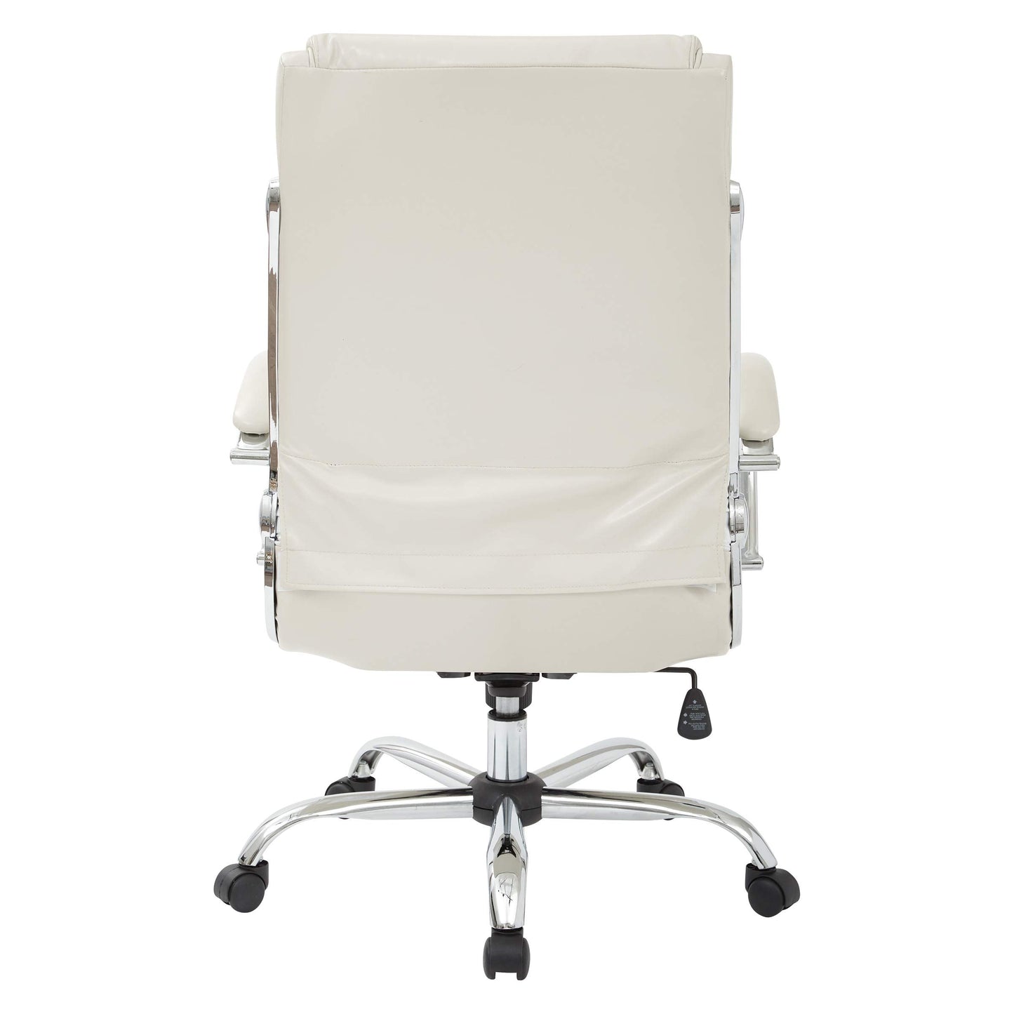 Office Star FL Series Faux Leather Adjustable Executive Office Chair with Padded Arms and Chrome Finish Accents, Cream
