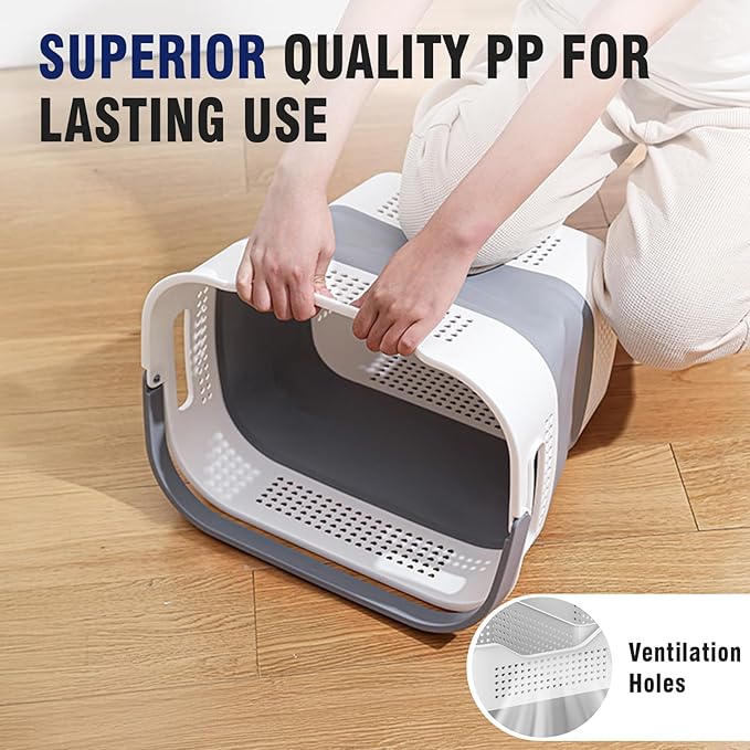 TECHMILLY Collapsible Plastic Laundry Basket Hamper
