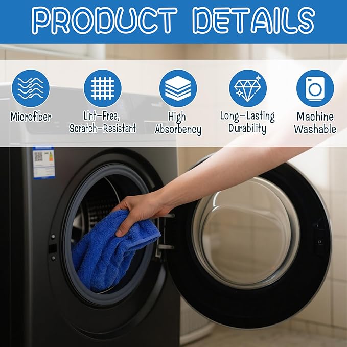4 Pack Extra Large Microfiber Cleaning Cloths 20"x30", Lint-Free Reusable Towels