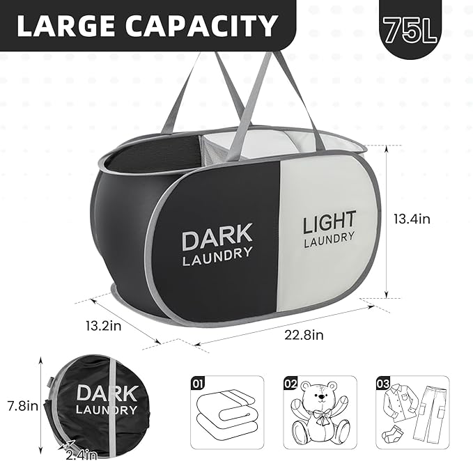 Collapsible Laundry Basket Durable Pop Up Hamper