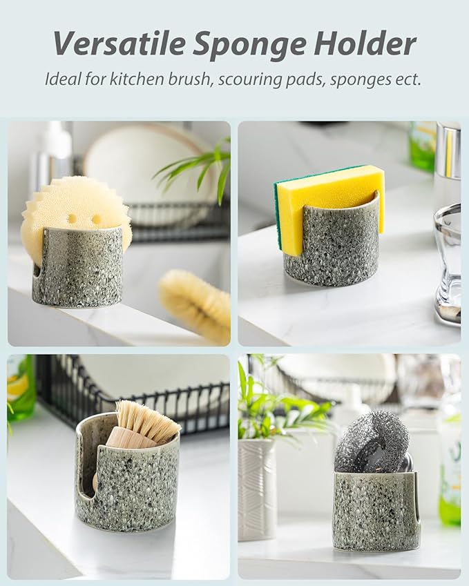 Kitchen Sponge Holder, Ceramic Dish Sponge Holder Scrubby Daddy Farmhouse Dish