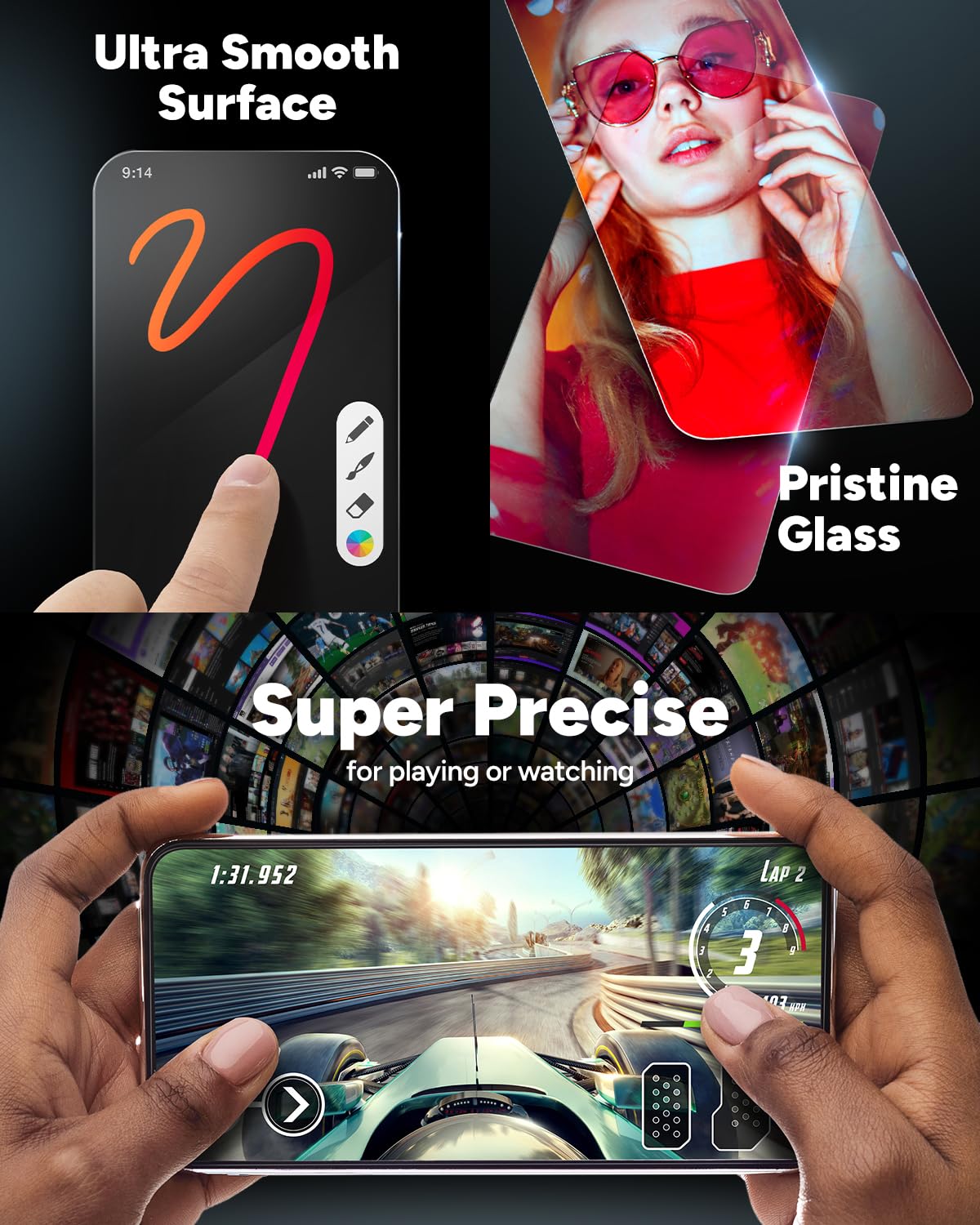 ZAGG Glass Elite Screen Protector for iPhone 16 Pro - 5X Stronger, Reinforced Edges, Ultra-Strong Tempered Glass, Scratch Resistant, Anti-Smudge, Easy Installation, InvisibleShield, Eco-Friendly