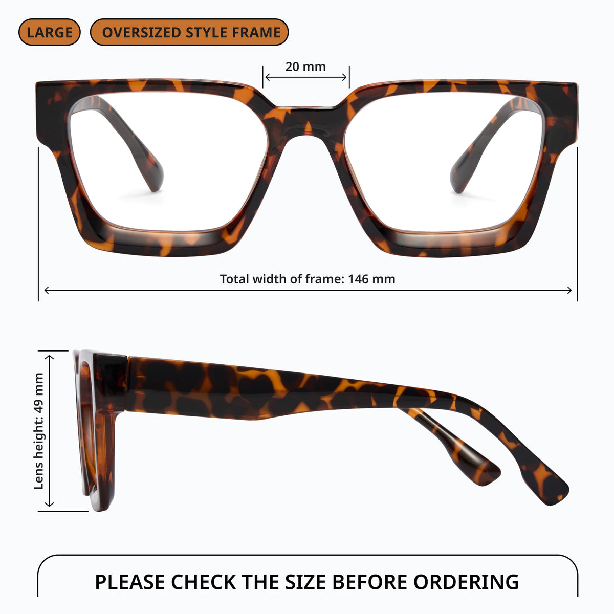 livho Oversized up to 99% Blue Light Blocking Glasses for Woman - Rectangle Fashion Glasses for Computer, Chic Preppy Frame - Anti Eyestrain
