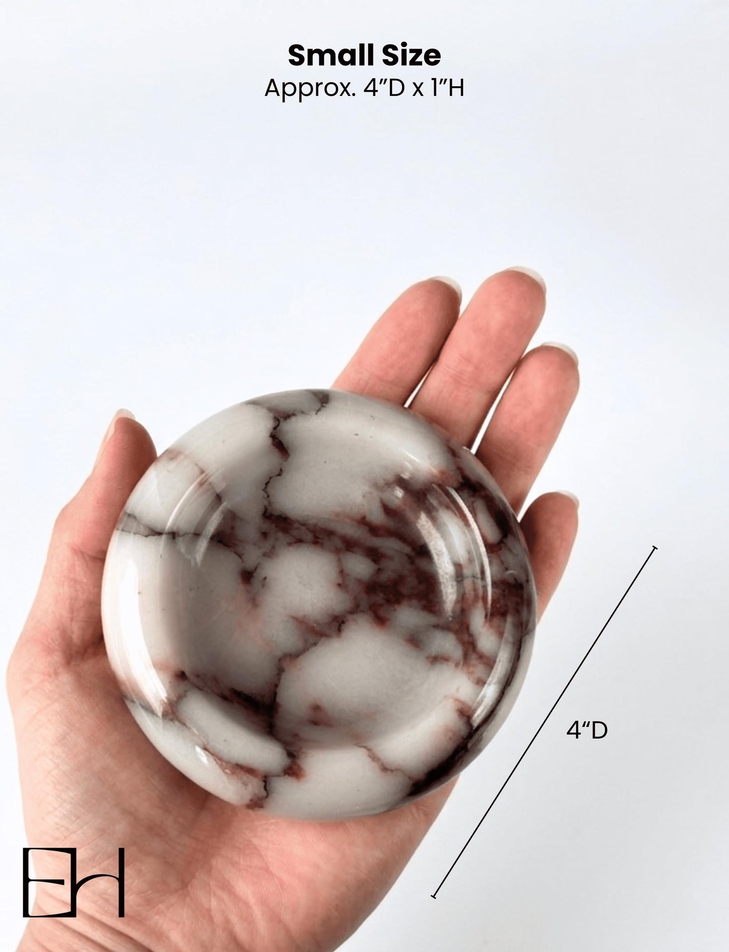 EXCHUES Marble Trinket Dish - Small Round Decorative Stone Jewelry Tray for Rings & Earring, Natural Stone Catchall Bowl for Nightstand, Bathroom & Home Decor (4")