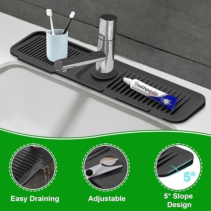 Sink Splash Guard, 5°Slope Silicone Draining Mat
