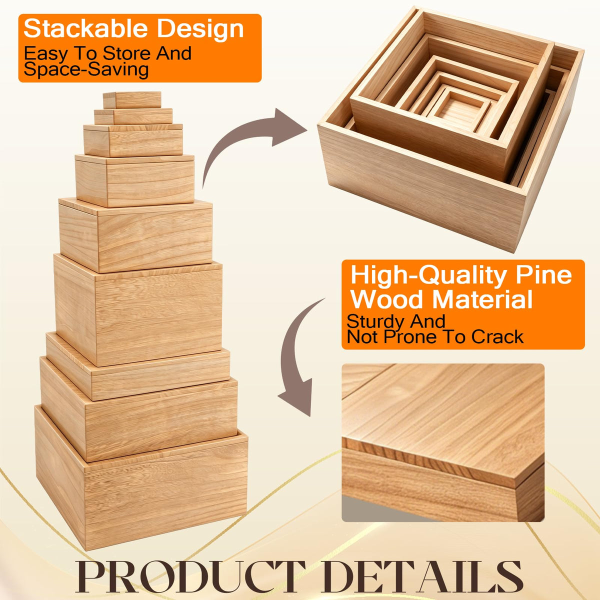Gleom 9 Pcs Extra Large 12" Wooden Buffet Risers Set with Mini Sign Food Risers for Buffet Table Multi Size Cake Display Stands for Party Wedding Dessert Jewelry Home Decor
