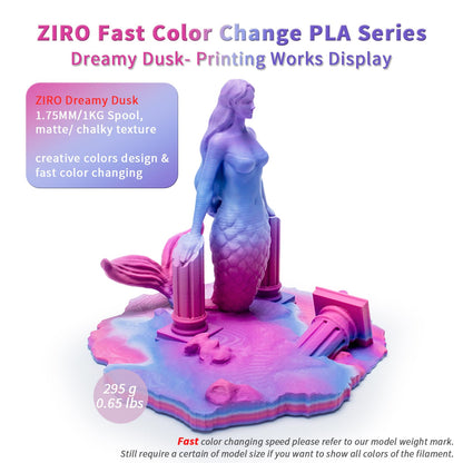 ZIRO Matte Gradient PLA Filament 1.75mm, Matte Multicolor 3D Printer Filament, Fit Most FDM 3D Printers, Dimensional Accuracy +/-0.03mm, 1KG Spool, Dreamy Dusk