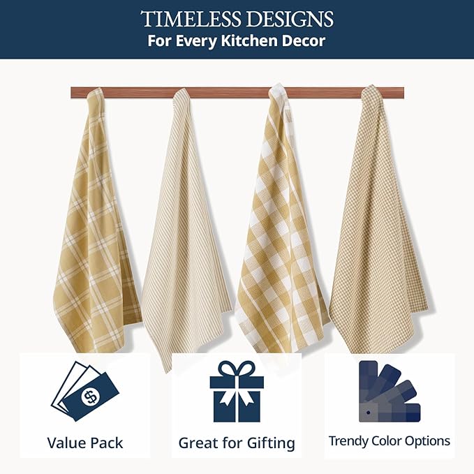 LANE LINEN Cotton Kitchen Towels Set, Quick-Drying, Premium Dish Towels