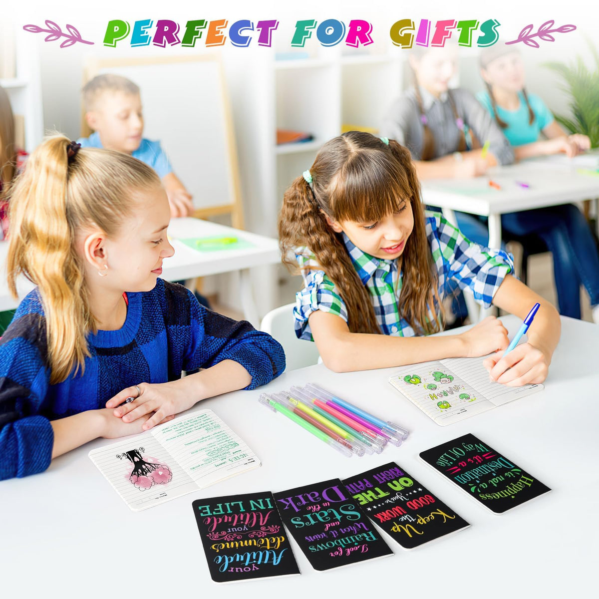 24 Pcs Mini Inspirational Notebooks Bulk with 24 Pcs Colorful Pens, Small Pocket Journal Notepads Set, Motivational Bulk Gifts for Women Men Teacher Student, Fun School Office Supplies, 3.5" x 5.5"