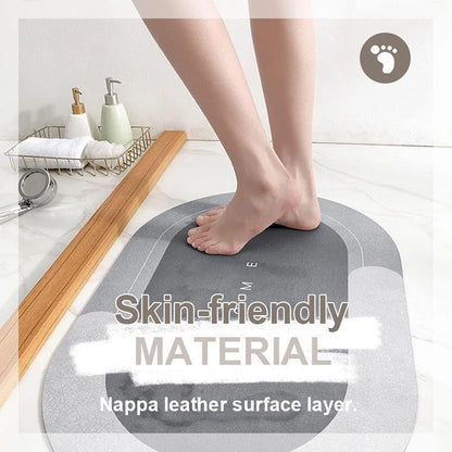 Super Absorbent Bath Mat Non Slip Anti Mould Quick-Drying Bathroom Mat Simple Kitchen Door Mat Machine Washable Large Living Room Carpet (40 x 60 cm, Rectangular Dark Gray)