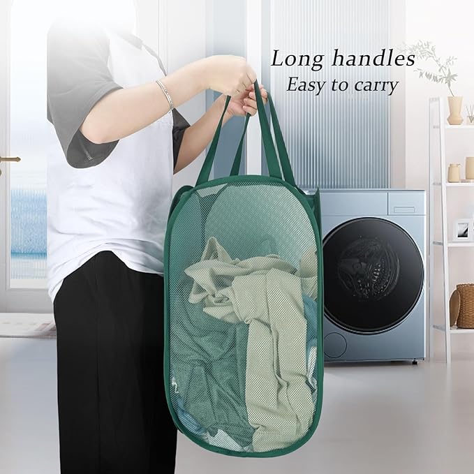 Upgraded 100L Extra Large Mesh Pop Up Laundry Basket