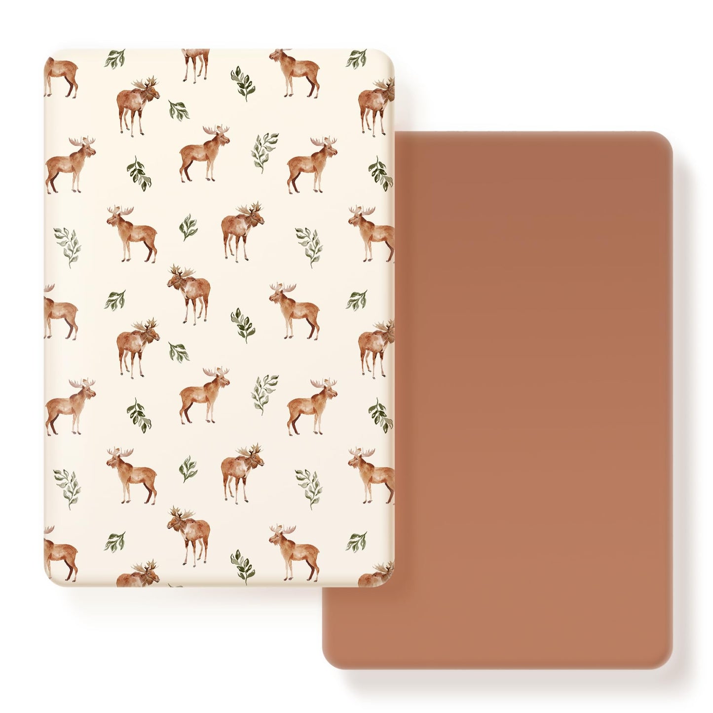 GRSSDER Stretchy Ultra Soft Jersey Knit Pack and Play Sheets 2 Pack, Portable/Mini Crib Sheets Universal Fitted for Playpen Mattress Safe and Snug, Elk Print