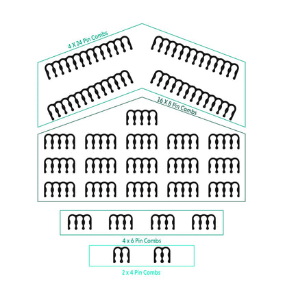 LINKUP - Combs for PSU Cable Extension | 4 x 24 P | 16 x 8 P | 4 x 6 P | Black