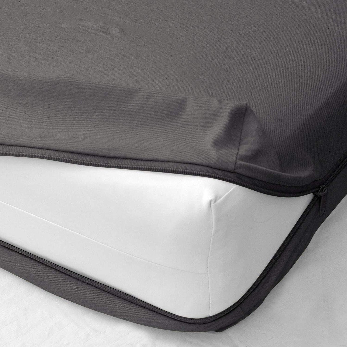 Mattress-Homes Zippered Fitted Sheet, Full Size, 10" Deep Pocket Mattress Encasement Bottom Cover with Zipper, Hotel Quality Brushed Microfiber, Soft, Wrinkle-Free, Dark Grey Solid