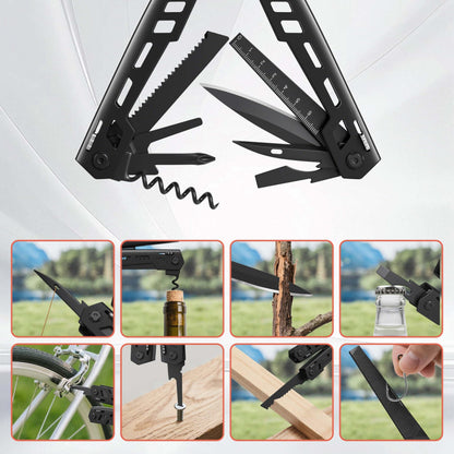 Multitool 17-in-1 Stainless Steel Multi Tool with Pocket Knife Needle Nose Pliers Bottle Opener Screwdriver Self-Locking Professional Multi-Tool for Outdoor Survival Gifts for Men(Black)