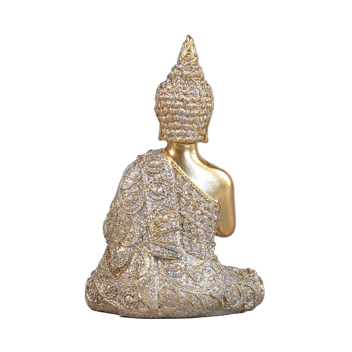 AGKZNTQP Decorative Buddha Statue, Gold Resin Meditation Figure, Crystal-Embellished