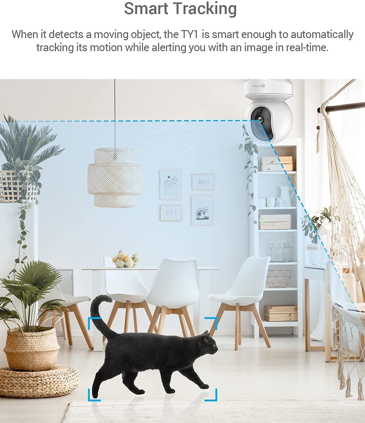 EZVIZ Indoor Camera No Monthly Fee, 256GB Supports, Baby Monitor Camera, Pet Camera. Motion Detection, Auto Tracking, Night Vision, Alarm, Two Way Audio, 2.4G Wifi, Alexa Google IFTTT Control(TY1 2MP)