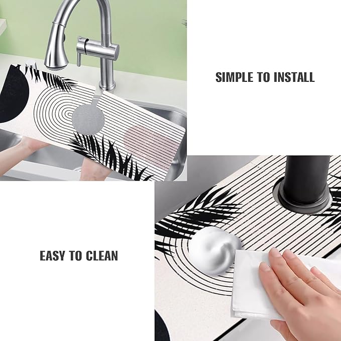 Sink Faucet Absorbing Mat, 2 Pack Drying Mat Around Faucet Sink Splash Guard