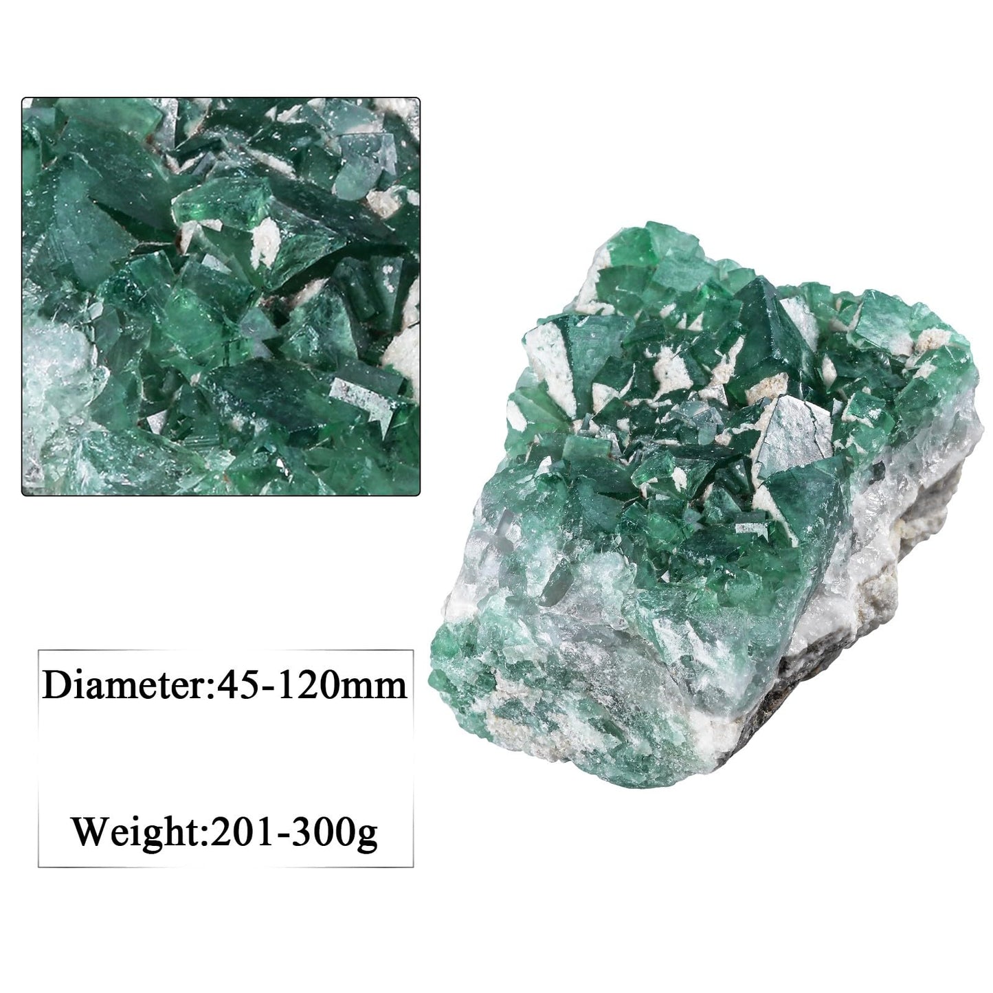 moonsix Natural Green Fluorite Rough Stone Healing Crystal Cluster Specimen Decor for Wicca, Collection, Display (45-120 mm)