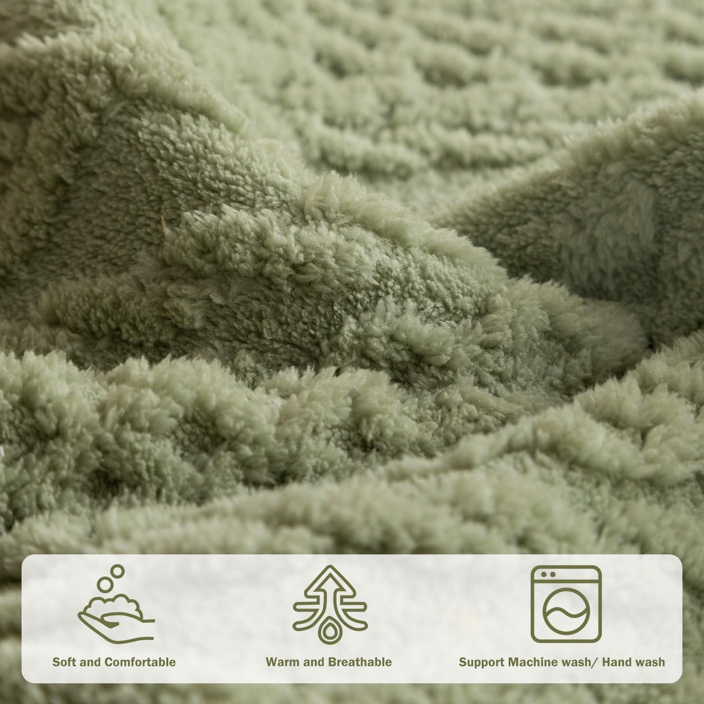vctops Cable Jacquard Plush Sofa Couch Covers Boho Fuzzy Couch Cover for Dogs Soft Non Slip Sectional Sofa Slipcover Thick Warm Washable Furniture Protector for Kids, Pets (Sage Green,28"x28")