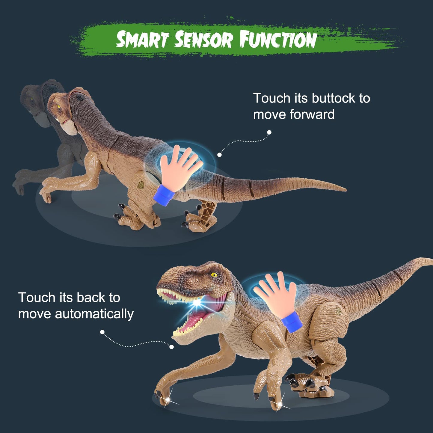 NEXBOX Remote Control Dinosaur Toys for Boys RC Dinosaur Robot T Rex Walking Jurassic Dino Birthday Gift for Kids 3 4 5 6 7 8 9 Years Old Realistic Sounds and Spray
