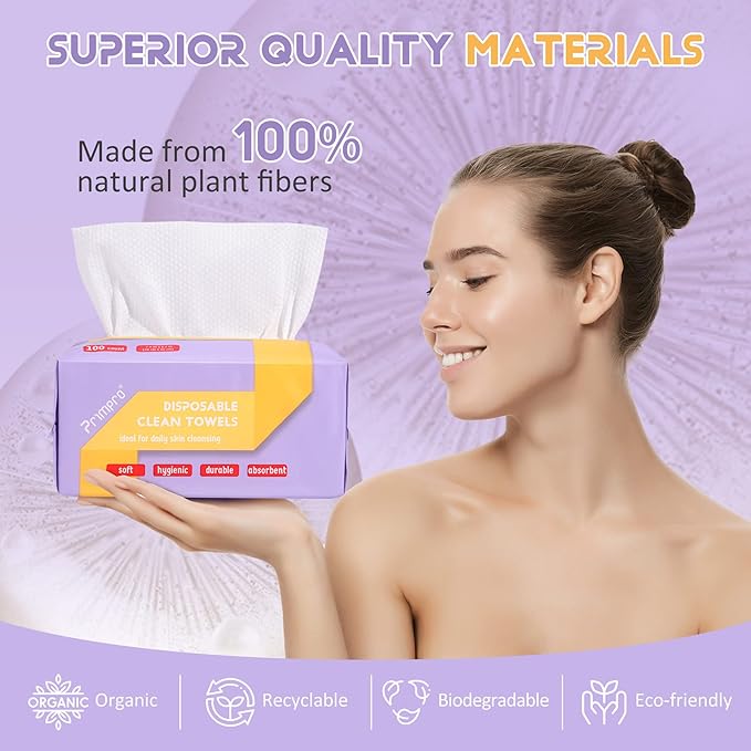 300 Count Disposable Face Towels Ultra Soft Hand Washcloth Lint-Free Dry Wipes