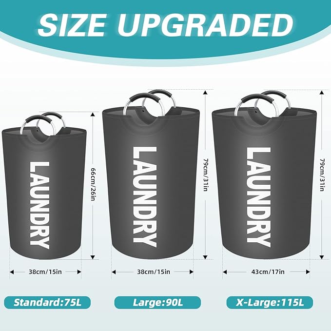 StorageRight 90L Large Laundry Basket, Laundry Hamper, Dirty Clothes Hamper
