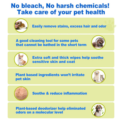 DR.EASY All Purpose Pet Grooming Wipes 100Ct Plant Based Ingredients for Paws,Body,Nose &Bum Cleaning,Remove Dirt,Dander & Excess Hair with Soft and Thick Wipes,No Fragrance