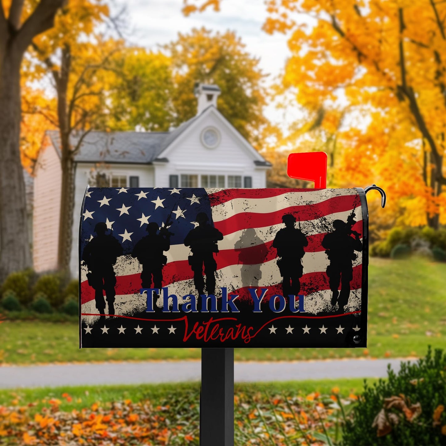 Patriotic Mailbox Covers Magnetic Memorial Day Mailbox Cover Veteran 4th of July Post Letter Box Cover Wraps 21x18 in Decorations for Farmhouse Garden Outdoor Decor Army Military American Flag