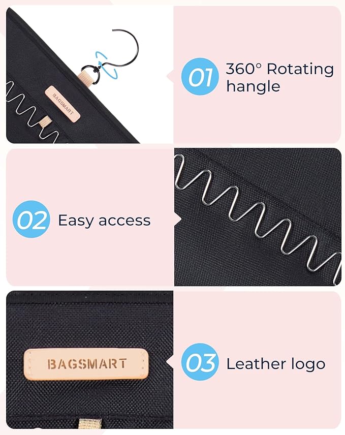 BAGSMART Hanging Necklaces Organizer Jewelry Holder Storage Roll