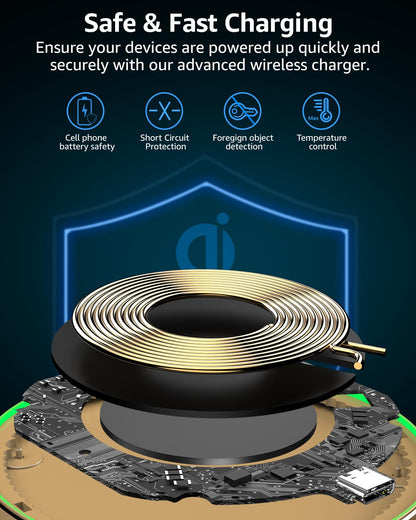 TOZO W1 New Anti-Slip Aircraft-Grade Aluminum Wireless Charger 15W Max Fast Wireless Charging Pad Compatible with iPhone 17/17 Pro/17 Pro Max/Air/16/15/14/SE Series, Samsung Galaxy S25/S24/S23