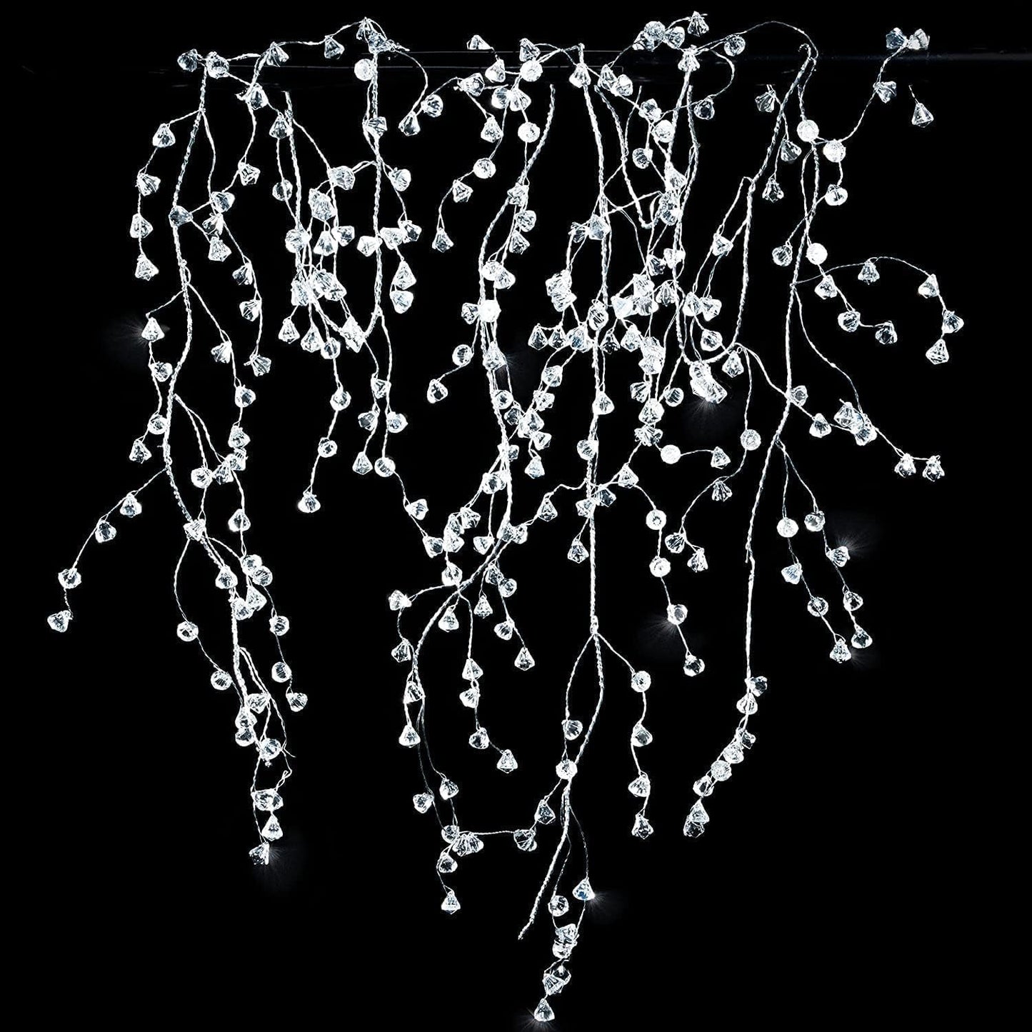 Cheerland Crystal Garland Strands Clear Ice Wire Winter Wonderland Party Decorations Christmas Diamond Crystal Garland Hanging Christmas Tree Decoration Living Room Bedroom Mantel Wreath Decor