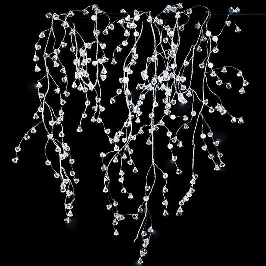 Cheerland Crystal Garland Strands Clear Ice Wire Winter Wonderland Party Decorations Christmas Diamond Crystal Garland Hanging Christmas Tree Decoration Living Room Bedroom Mantel Wreath Decor
