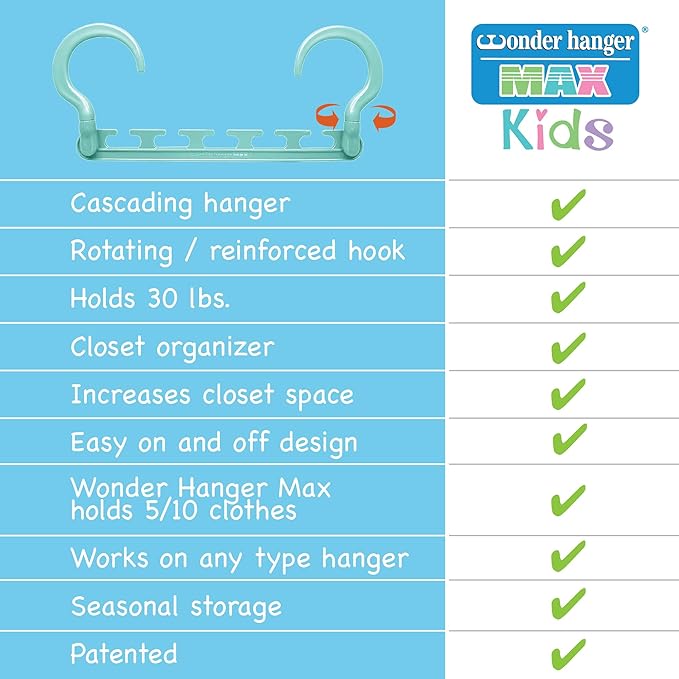 Wonder Hanger Max 10-Pack Space Saving Hangers, Reinforced Hooks Swivels 360°