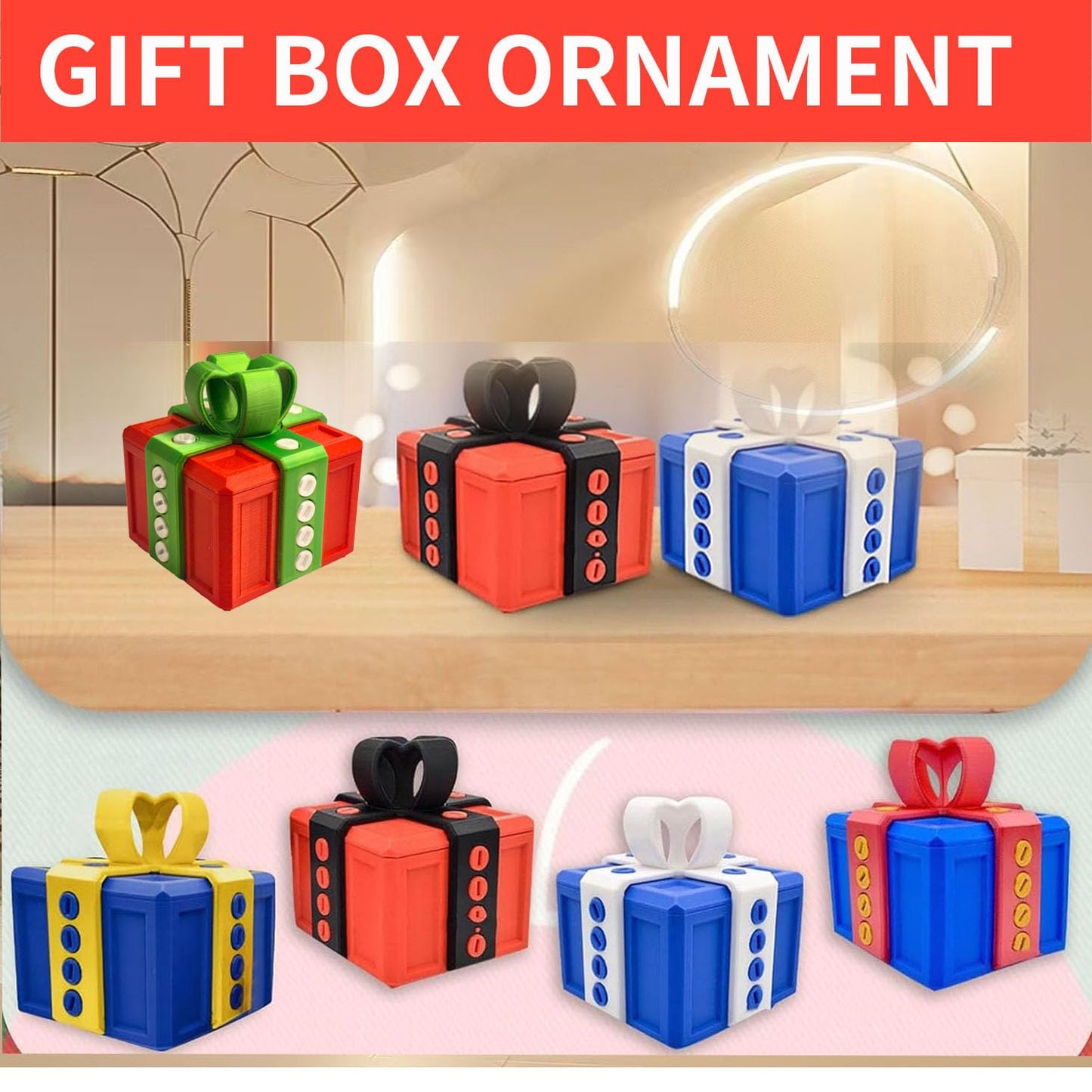 Annoying Gift Box, 3D Printed Gift Box with Screws, Funny Christmas Decoration Box, Novel Magic Box for Friends (Gold and Black)