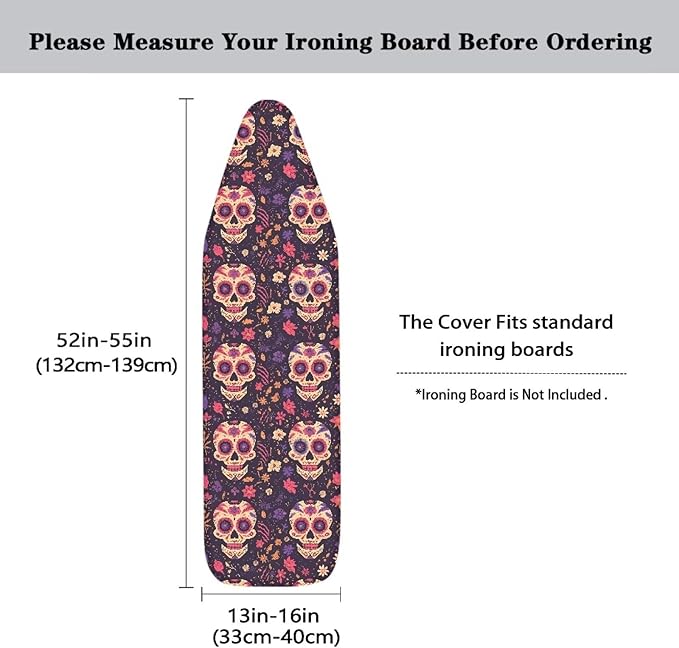 Halloween Skull Steam Ironing Board Cover Mexican Sugar Skulls 15x54 Inch