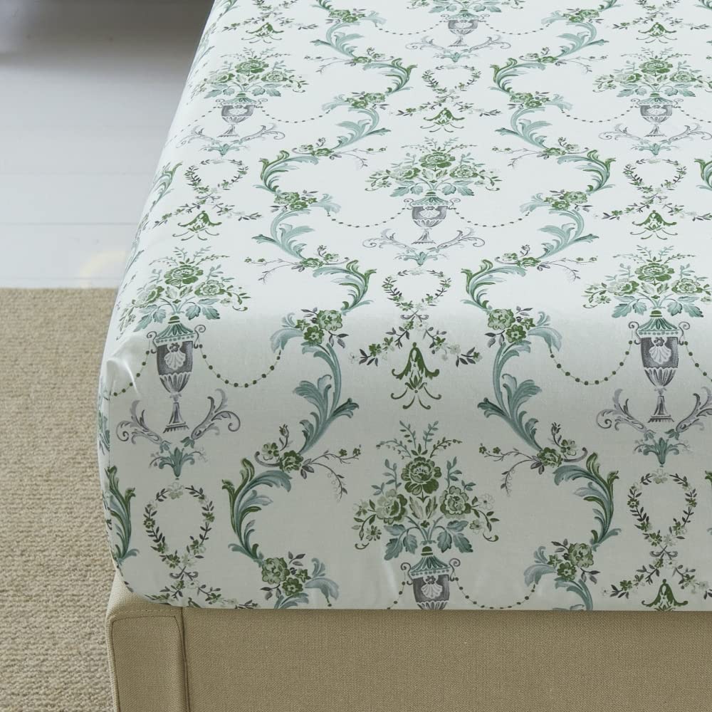 DAUAOTO 100% Cotton Bedding Printed Sheets Set for King Size Bed Up to 14" Deep Mattress, Botanical Vines Pattern Bedlinen Sets, Green