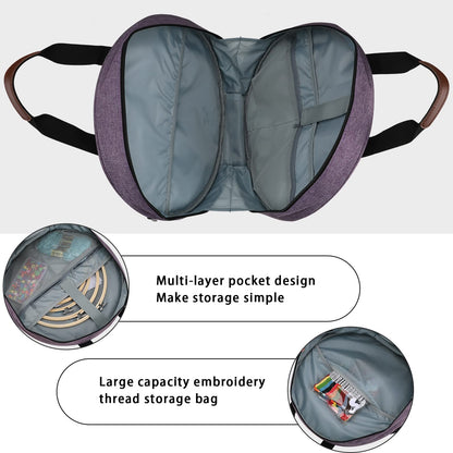 Embroidery Project Bag, Embroidery Kits Storage Bag with Multiple Pockets for Embroidery Needles Embroidery Floss or Other Embroidery Supplies (Purple Circle)